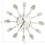 325162 Wall Clock with Spoon and Fork Design Silver 31 cm Aluminium