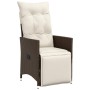 Set Bistrò da Giardino 3 pz con Cuscini in Polyrattan Marrone