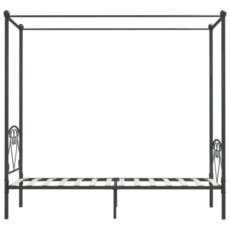 Letto a Baldacchino Grigio in Metallo 90x200 cm