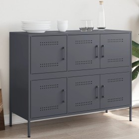 Credenza Antracite 100,5x39x79 cm in Acciaio Laminato a Freddo