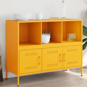 Credenza Giallo Senape 100,5x39x79 cm Acciaio Laminato a Freddo