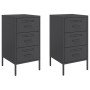 Comodini 2pz Neri 36x39x68 cm in Acciaio Laminato a Freddo