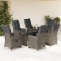 Set Bistrò da Giardino 7 pz con Cuscini in Polyrattan Grigio