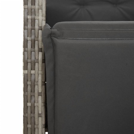 Set Bistrò da Giardino 7 pz con Cuscini in Polyrattan Grigio