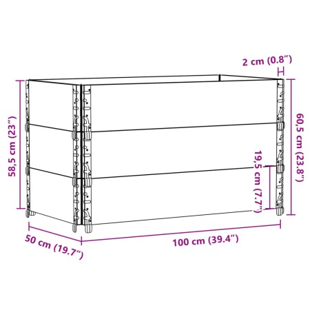 Paretali per Pallet 3pz Grigi 100x50cm Legno Massello di Pino