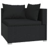 Set Divani da Giardino 3 pz con Cuscini in Polyrattan Nero