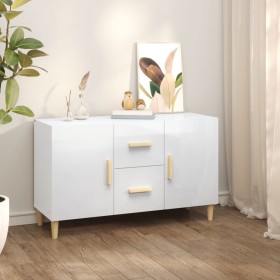 Credenza Bianco Lucido 100x36x60 cm in Legno Multistrato