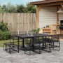 Set da Pranzo da Giardino 11 pz in Polyrattan Nero