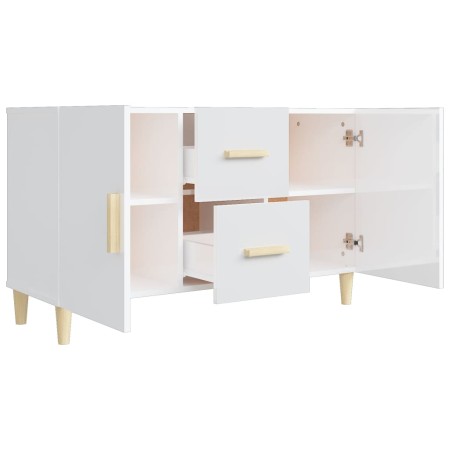 Credenza Bianco Lucido 100x36x60 cm in Legno Multistrato