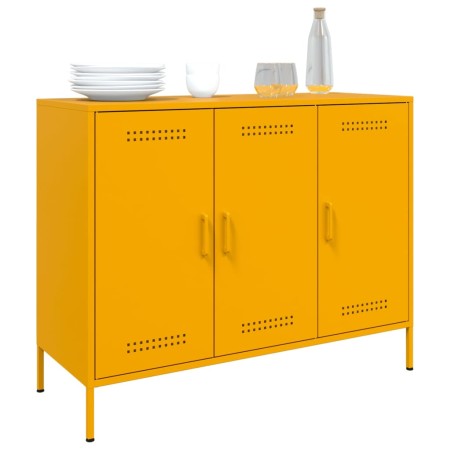 Credenza Giallo Senape 100,5x39x79 cm Acciaio Laminato a Freddo