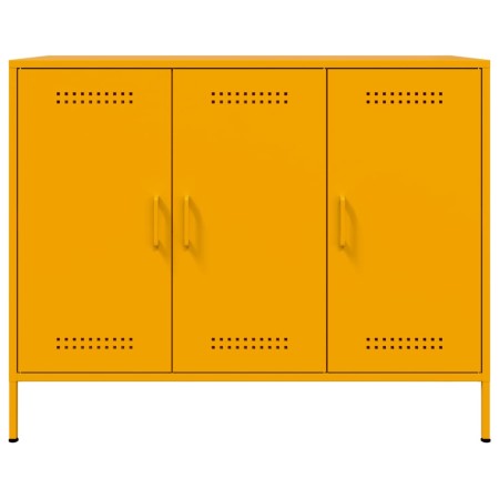 Credenza Giallo Senape 100,5x39x79 cm Acciaio Laminato a Freddo