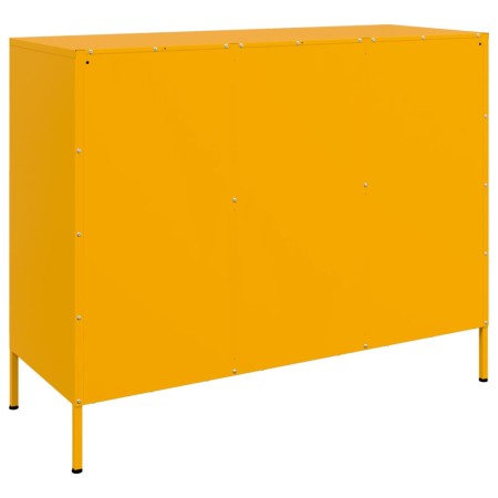 Credenza Giallo Senape 100,5x39x79 cm Acciaio Laminato a Freddo