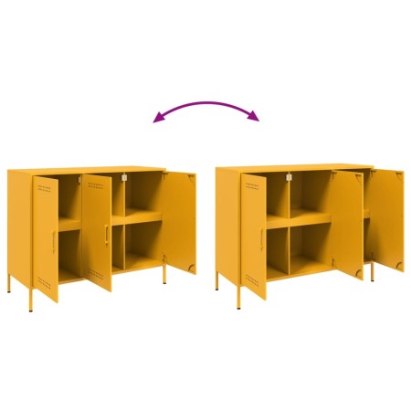 Credenza Giallo Senape 100,5x39x79 cm Acciaio Laminato a Freddo