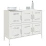 Credenza Bianca 100,5x39x79 cm in Acciaio Laminato a Freddo