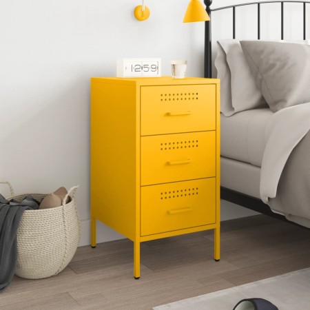 Comodino Giallo Senape 36x39x68cm in Acciaio Laminato a Freddo