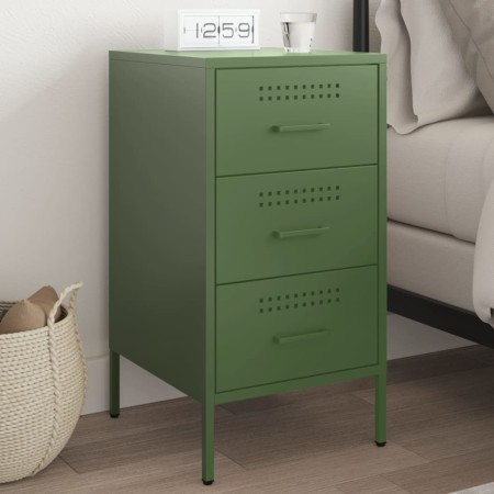 Comodino Verde Oliva 36x39x68 cm in Acciaio Laminato a Freddo