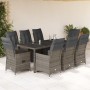 Set Bistrò da Giardino 9 pz con Cuscini in Polyrattan Grigio