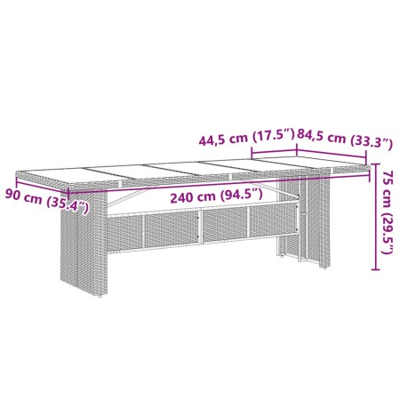 Set Bistrò da Giardino 9 pz con Cuscini in Polyrattan Grigio