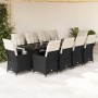 Set da Bistrò da Giardino 11 pz con Cuscini Nero in Polyrattan