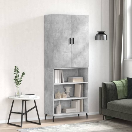 Credenza Grigio Cemento 69,5x34x180 cm in Legno Multistrato