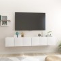 Mobili Porta TV Pensili 3pz Bianco Lucido 60x30x30 cm