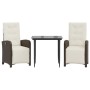 Set Bistrò 3 pz con Cuscini Marrone in Polyrattan