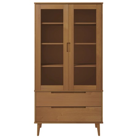 Vetrina MOLDE Marrone 90x35x175 cm in Legno Massello di Pino