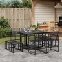 Set da Pranzo da Giardino 9 pz Nero in Polyrattan