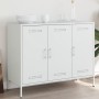 Credenza Bianca 100,5x39x79 cm in Acciaio Laminato a Freddo