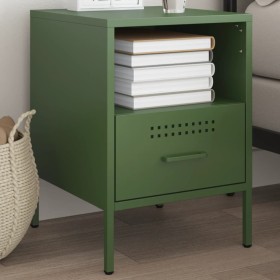 Comodino Verde Oliva 36x39x50,5 cm in Acciaio Laminato a Freddo