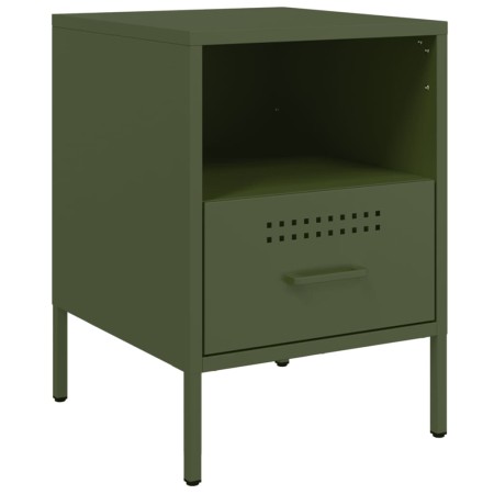 Comodino Verde Oliva 36x39x50,5 cm in Acciaio Laminato a Freddo