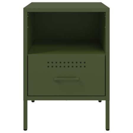 Comodino Verde Oliva 36x39x50,5 cm in Acciaio Laminato a Freddo