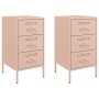 Comodini 2pz Rosa 36x39x68cm in Acciaio Laminato a Freddo