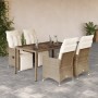 Set da Bistrò da Giardino 5 pz con Cuscini Beige in Polyrattan