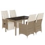 Set da Bistrò da Giardino 5 pz con Cuscini Beige in Polyrattan