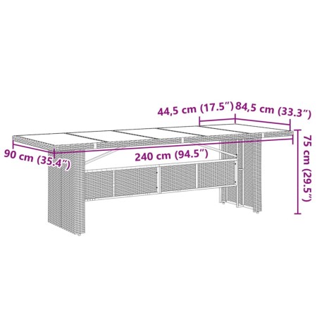 Set Bistrò da Giardino 11 pz con Cuscini in Polyrattan Marrone