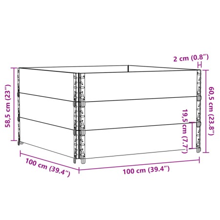 Paretali per Pallet 3pz Grigi 100x100cm Legno Massello di Pino