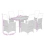 Set Bistrò da Giardino 7 pz con Cuscini in Polyrattan Grigio