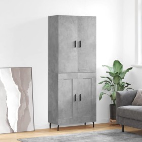 Credenza Grigio Cemento 69,5x34x180 cm in Legno Multistrato