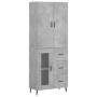 Credenza Grigio Cemento 69,5x34x180 cm in Legno Multistrato