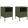 Comodini 2 pz Verde Oliva 36x39x50,5 cm Acciaio Laminato Freddo