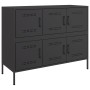 Credenza Nera 100,5x39x79 cm in Acciaio Laminato a Freddo