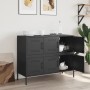 Credenza Nera 100,5x39x79 cm in Acciaio Laminato a Freddo