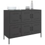 Credenza Nera 100,5x39x79 cm in Acciaio Laminato a Freddo