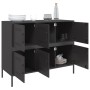 Credenza Nera 100,5x39x79 cm in Acciaio Laminato a Freddo