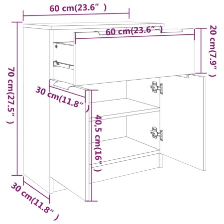 Credenza Grigio Cemento 60x30x70 cm in Legno Multistrato