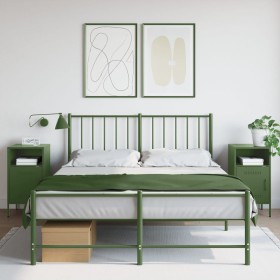 Comodini 2 pz Verde Oliva 36x39x68 cm Acciaio Laminato a Freddo