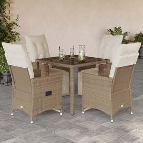 Set da Bistrò da Giardino 5 pz con Cuscini Beige in Polyrattan