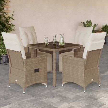 Set da Bistrò da Giardino 5 pz con Cuscini Beige in Polyrattan