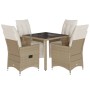 Set da Bistrò da Giardino 5 pz con Cuscini Beige in Polyrattan